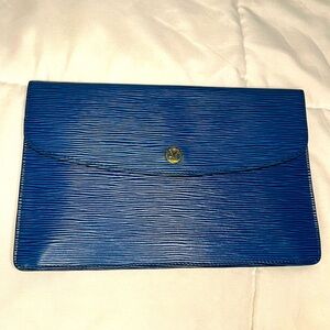 Louis Vuitton Epi Montaigne 27 Clutch Blue